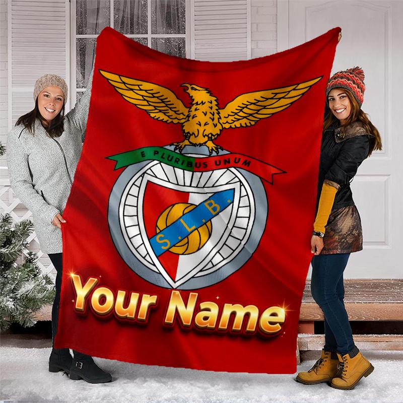 1pc Personalized Name B-Benfica Theme Blanket - Digital Print, Polyester, Cozy for All Seasons, Perfect for Outdoor, and Travel