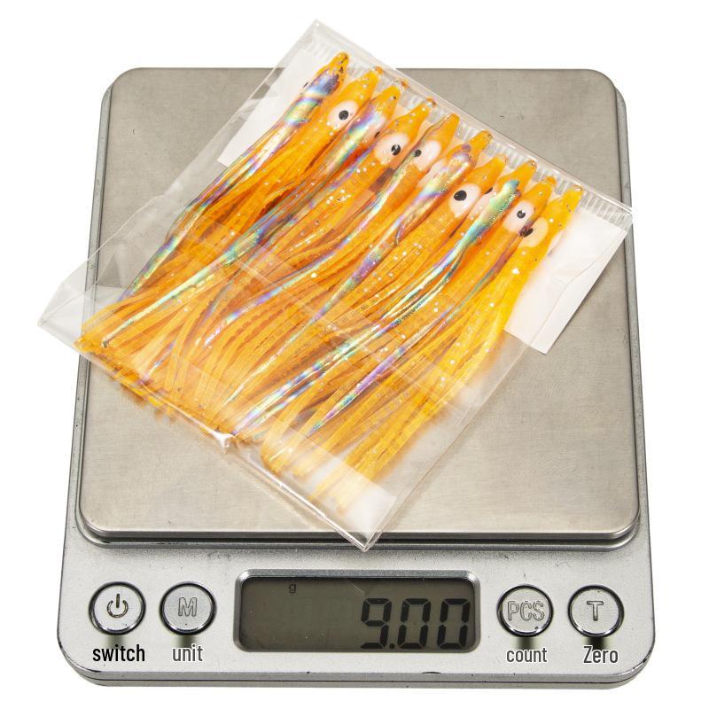 10 Piezas Pulpo Blando en Forma de Aguja que Brilla en la Oscuridad, Señuelos Biónicos Azul Láser de 8 cm