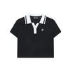 Color Block Sports Slim Fit Short Sleeve Polo Shirt Women Tops Deep-Black T11W323111ABK