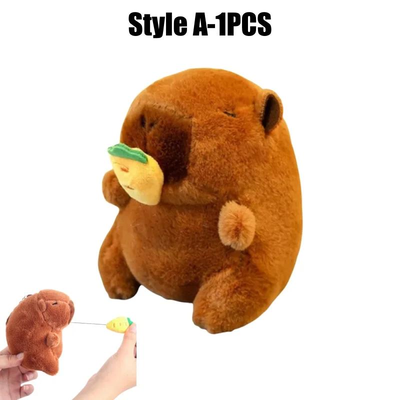 Cute Stuffed Animals Plush Capybara Keychain 12cm Cartoon Simulation Capybara Pendant Snot-Pulling Cute School Bag Pendant