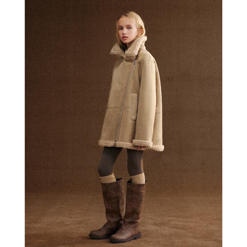 ELLE KIDS Girls' Faux Suede A-Line Winter Jacket