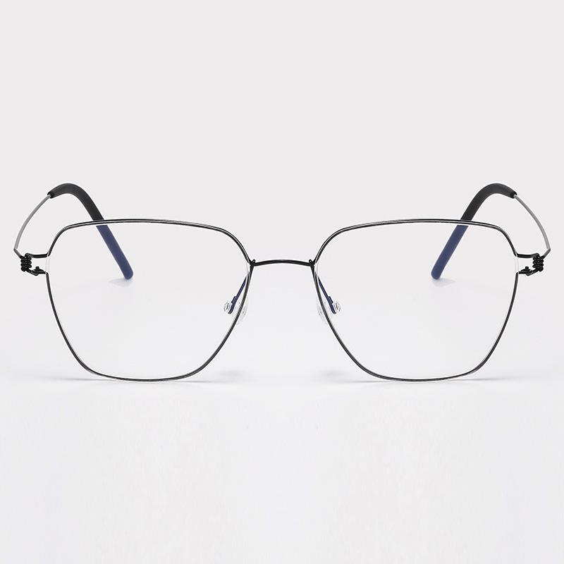 Screwless Retro Alloy Titanium Full-Rim Glasses - Unisex Round Myopia Frame, Chinese Style