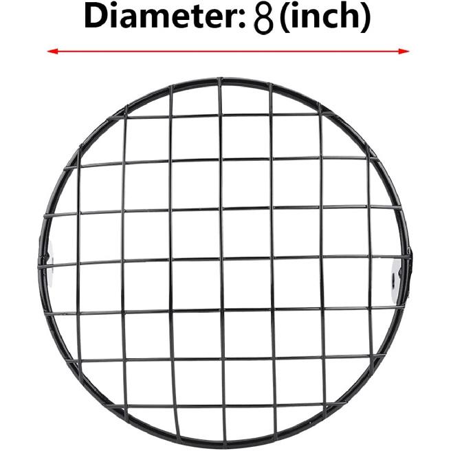 Acouto 8" Headlight Grille Motorcycle 8 Inch Headlight Mesh Grill Cover Side Mount Universal Lamp Mask Protector for Cafe Racer Motorcycle Headlight