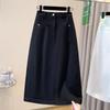 Spring-Summer Plus Size High Waist Denim Skirt - Versatile, Slimming, Elastic Fit