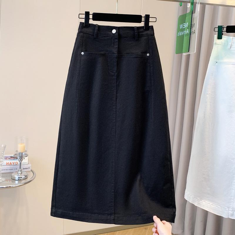Spring-Summer Plus Size High Waist Denim Skirt - Versatile, Slimming, Elastic Fit