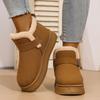 Women's Thick-Soled Buckle-Fastened Fleece-Lined Snow Boots 2025 Winter New Arrival Waterproof Warm Short Boots Slip-On Cotton Boots