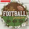 2D Flat 20cm1pc Hello Football Season Round Wooden Wall Hanging Decor -Retro football sport Vintage Wooden Pendant, Good blessing atmosphere Home