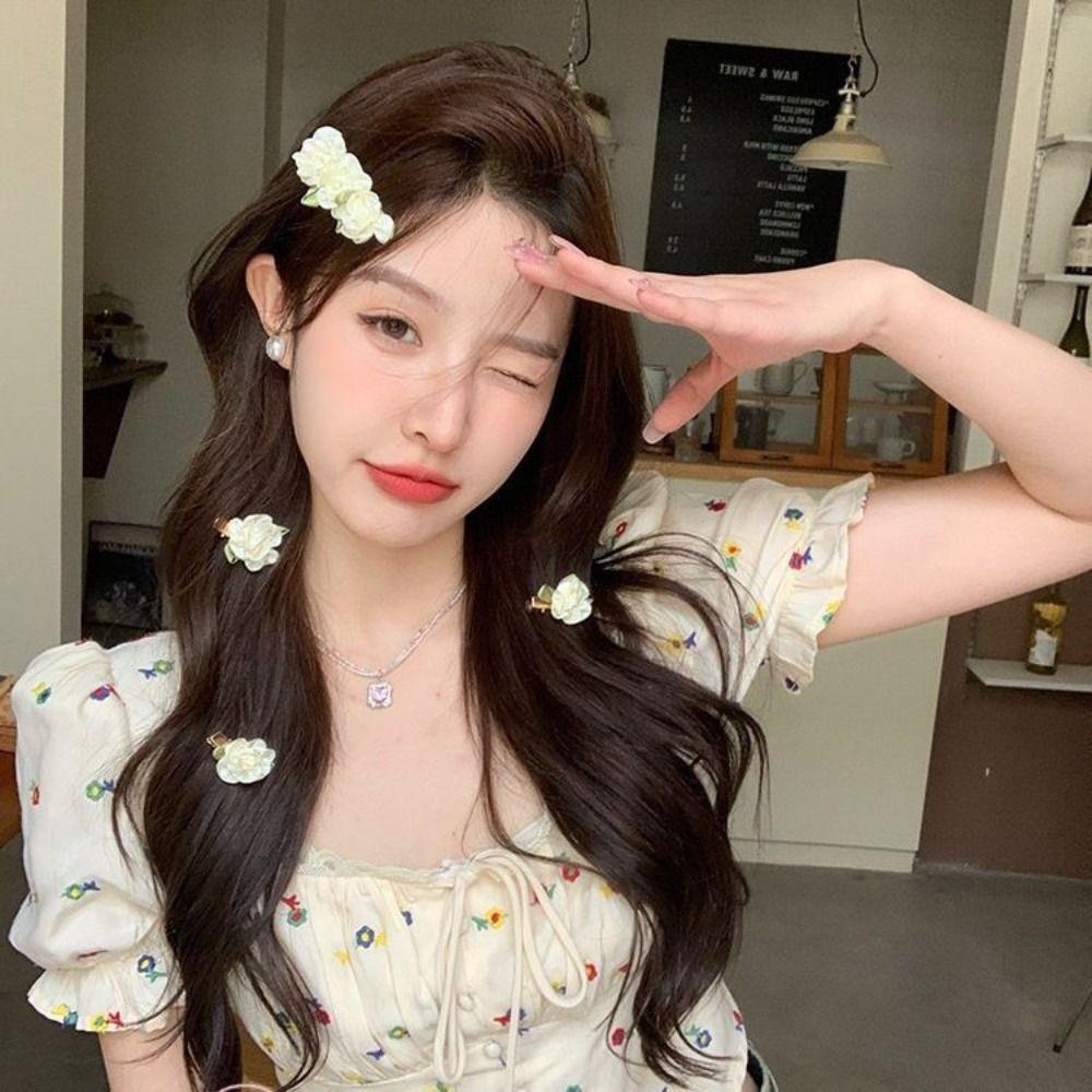 

Senior sense Orchid Flower Hair Clip Cloth Bangs Clip Fashion Fairy Duckbill Clip Daily one flower