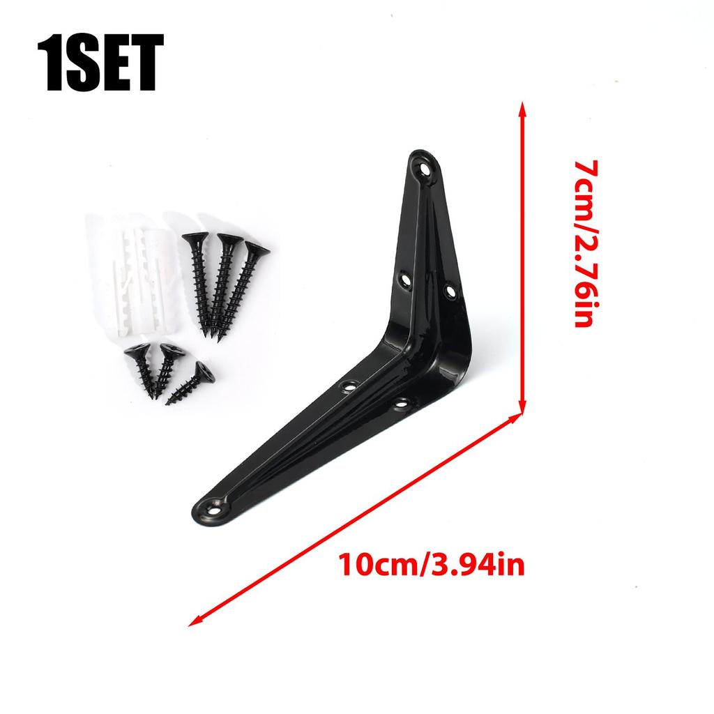 Heavy Duty L-Shaped Triangular Shelf Brackets Cold-rolled Steel Right Angle Wall Mount Joints with Screws Furniture Hardware