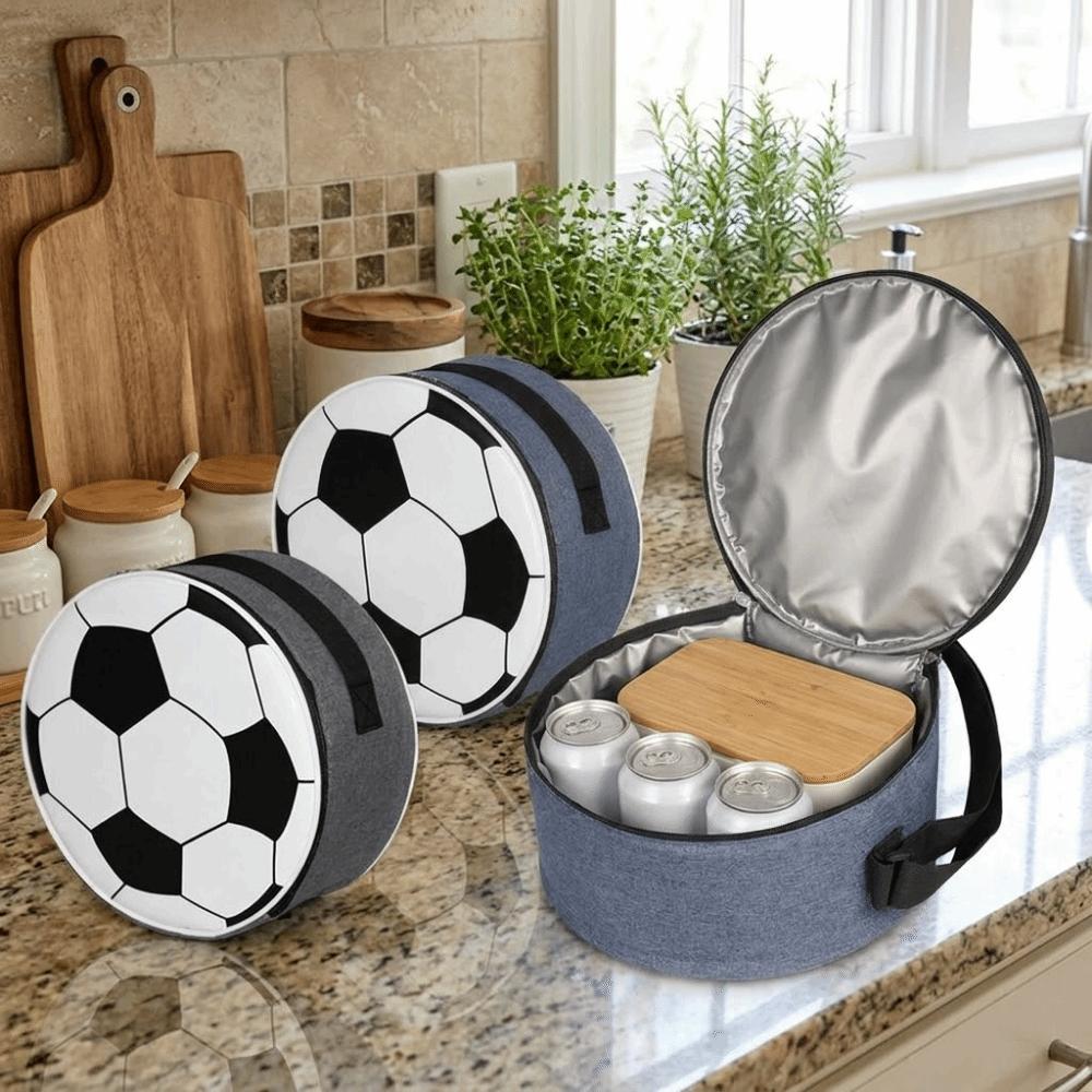 Large Capacity Soccer Lunch Bag Round Cooler Picnic Bag Durable Football Lunch Bag  Outdoor