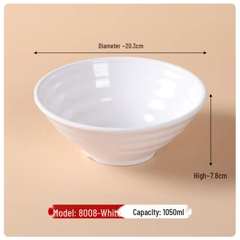 Langxi White Thread Melamine Bowl Set 8 inches