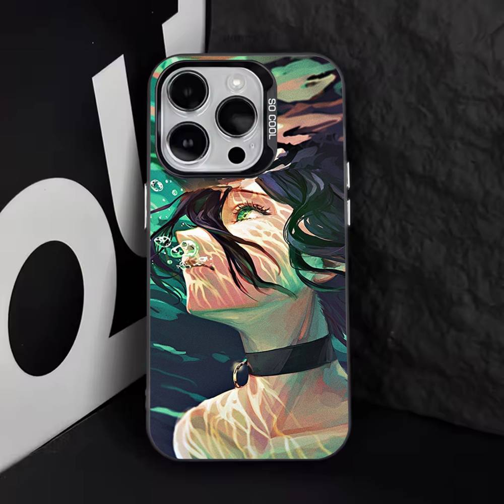 Coque de téléphone C-Chainsaw Man R-Reze Pour iPhone 16,15,14,13,12,11,8,7,Pro,Max,Plus,Mini,XS,SE Anti Chute Noir Mat Rigide