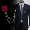 PC Koreanische Version Unisex MC Brust Anzug Brosche - Koreanischer Stil Quasten Kette mit Rosen Clip, Blazer Zubehör für Hochzeit