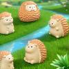 Set of 7 Cartoon Hedgehog Miniature Sculptures Tabletop Ornaments for Garden Landscape Decoration Terrariums Art Gift