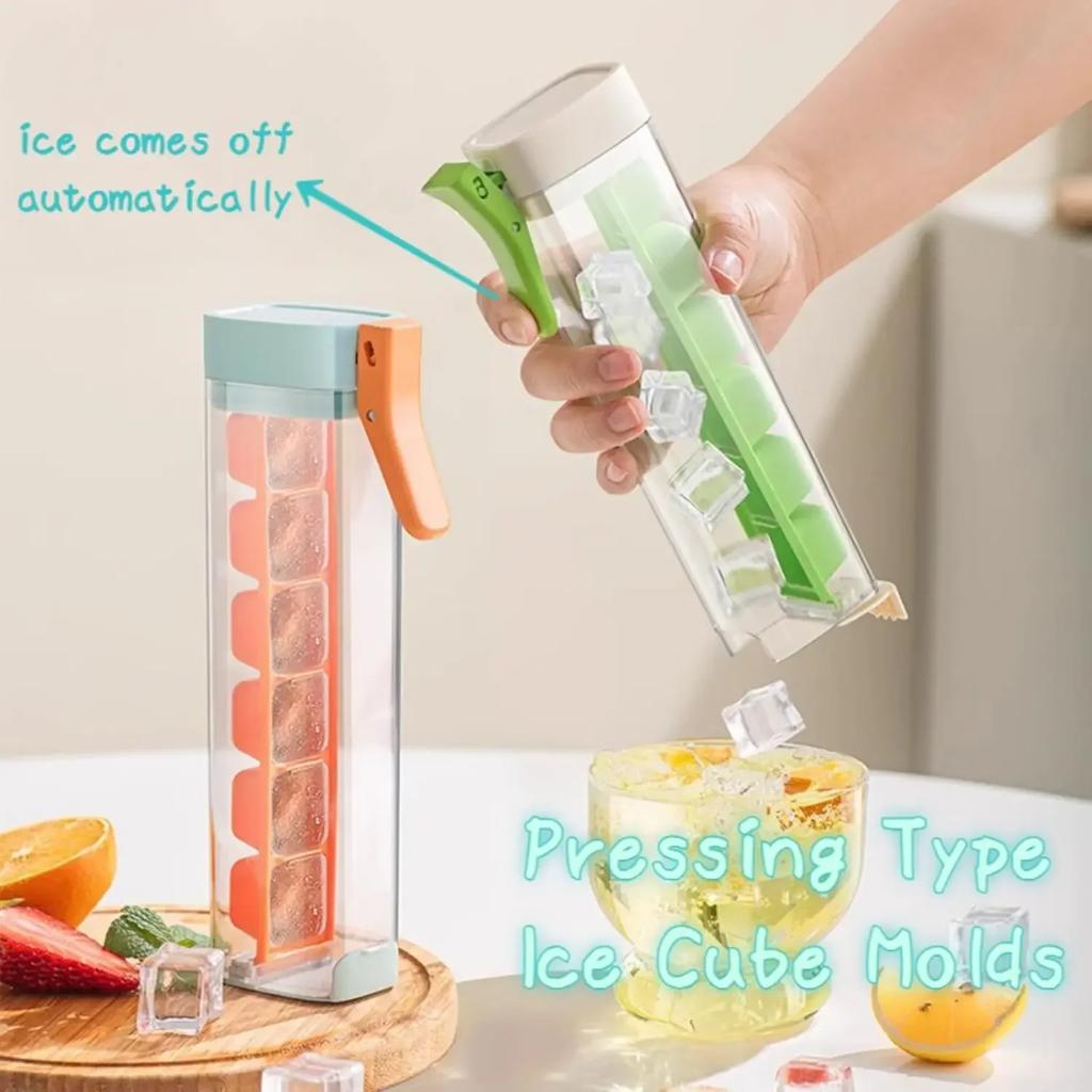 6 Grid Ice Cube Tray Ice Blocks Mold Maker with Handle for Single Person Hand Press Whiskey Cocktail Juice Drink Kitchen Tools