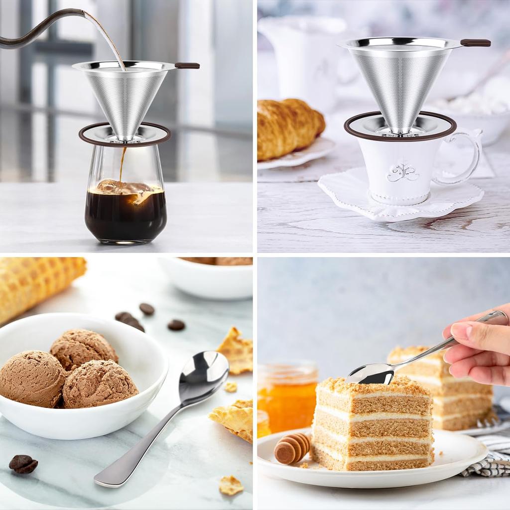 FACIACC Coffee Dripper Coffee Filter Stainless Steel Filter Slow Coffee Drip 2 Layer Mesh Integrated
