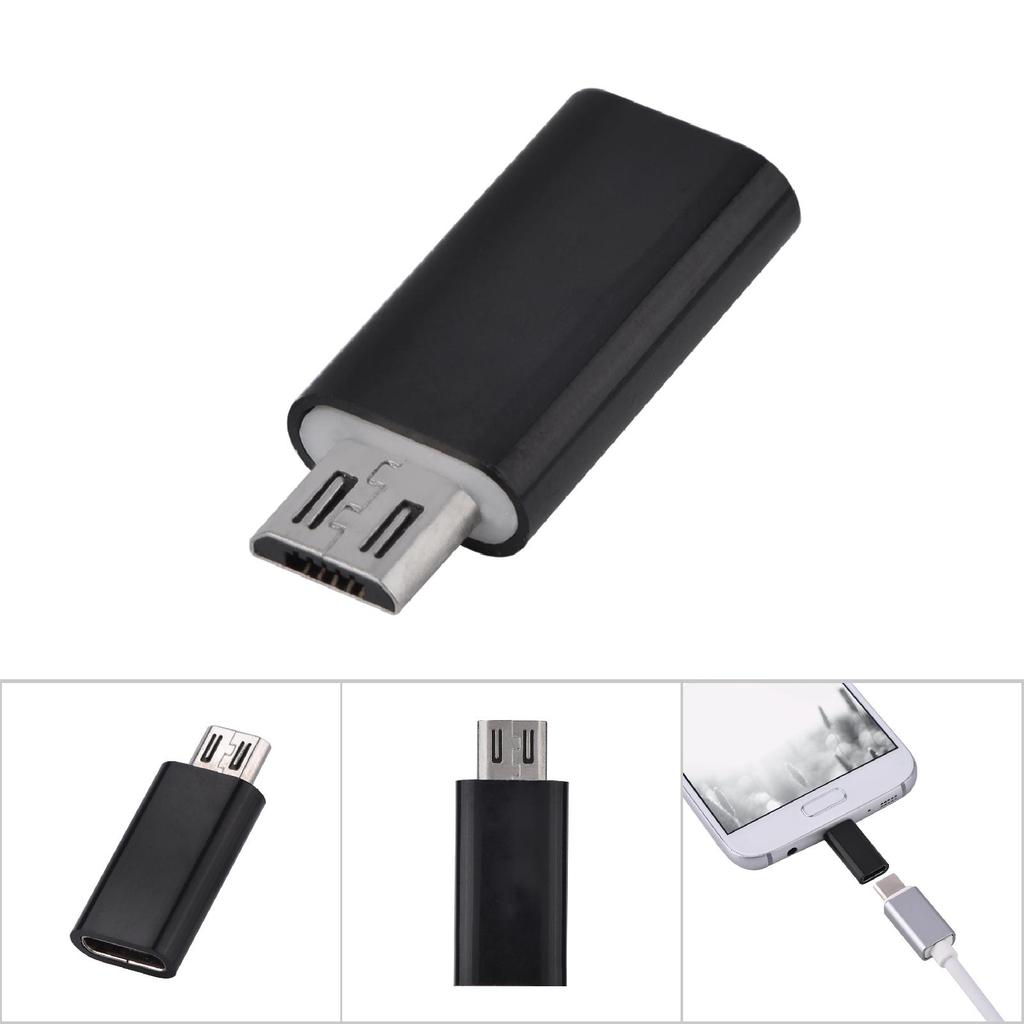 Micro USB Male To USB 3.0 Type C Female Adapter Converter Sync & Charging for Android (Black)