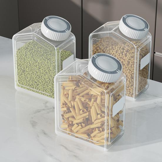 Sealed Food Canister Airtight Food Can with Date Tracker Lid Transparent Grain Storage Can for Beans Pasta Kitchen Pantry Cabinet