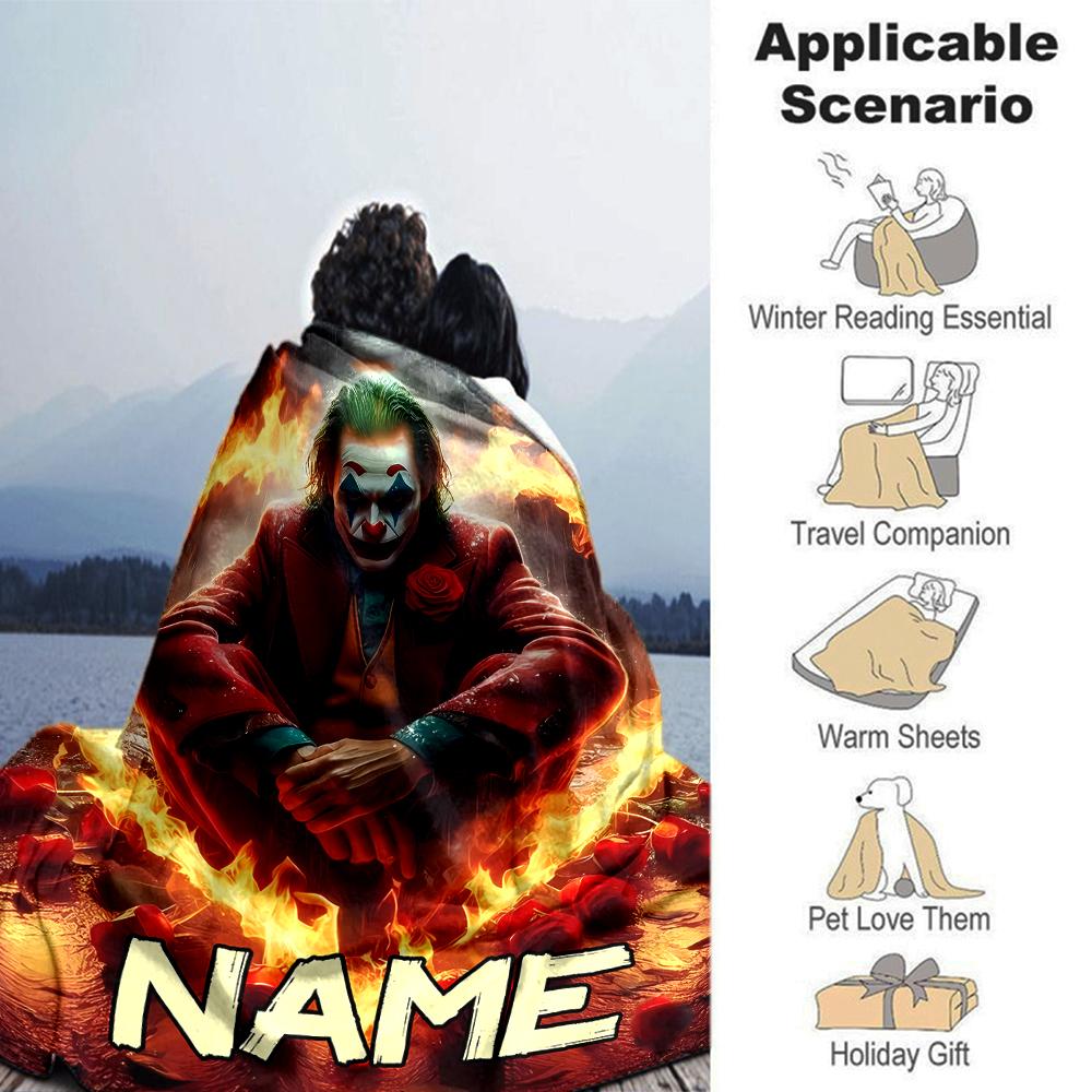 Customiz Name Personality Joker Blanket Soft &Warm Sofa Office Bed Travel Lunch Break Blanket, Gift Suitable All Seasons