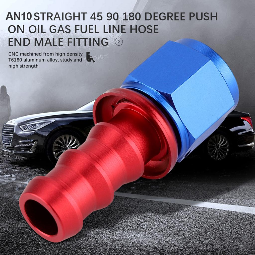 AN10 Straight 45 90 180 Degree Push On Twist Lock Oil Gas Fuel Line Hose End Male Fitting