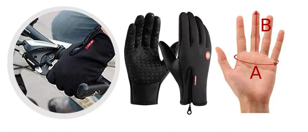 Sports Gloves -30C Unisex Zipper Anti-Slip Foam Touch Screen Lining