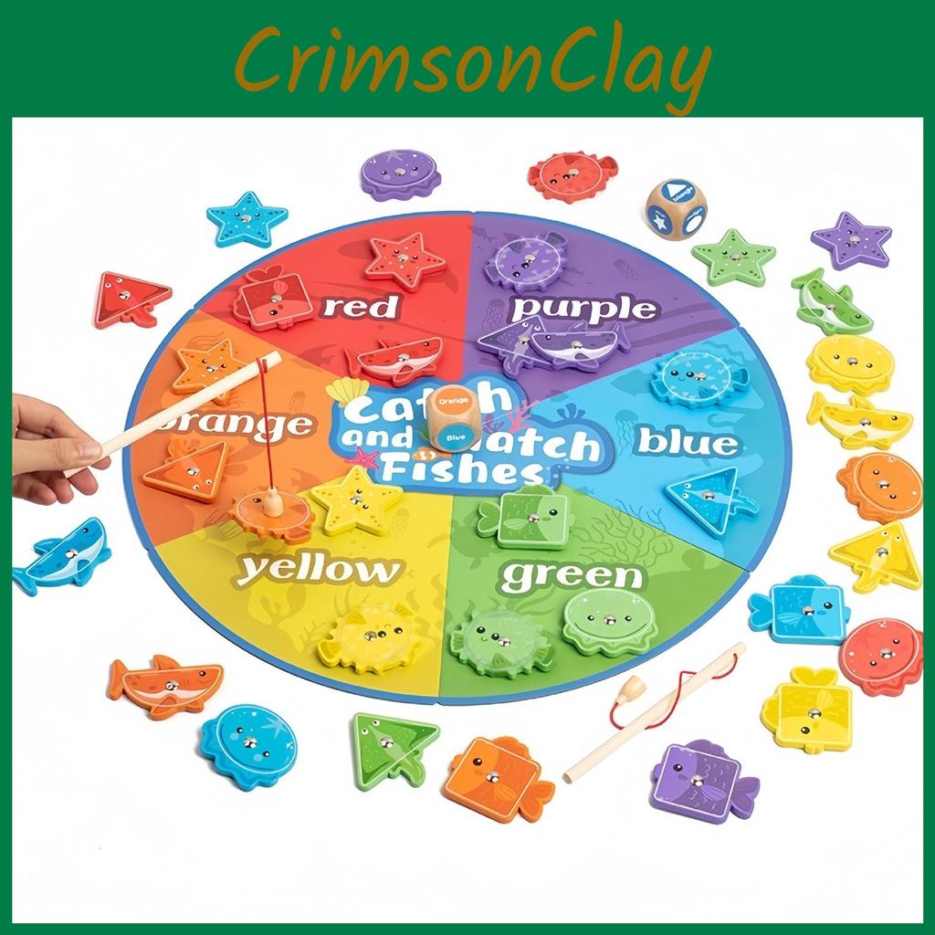 Fishing Wooden Magnetic Puzzle Toy With Color Matching For Kids Play Educational