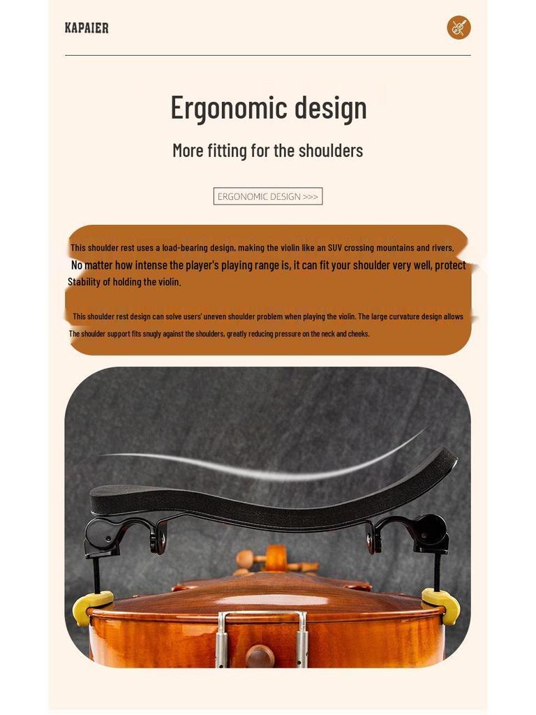 KPE Violin Shoulder Rest: Elastic Load-bearing Pad for 2/1, 4/1, 8/1, 4/3, 4/4 Violins