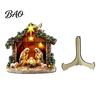 Christmas Manger Tabletop Ornaments Nativity Scene Wooden Sign, Holy Family Figurine Decor, Handcrafted Wood Figurines Religious Xmas Desktop