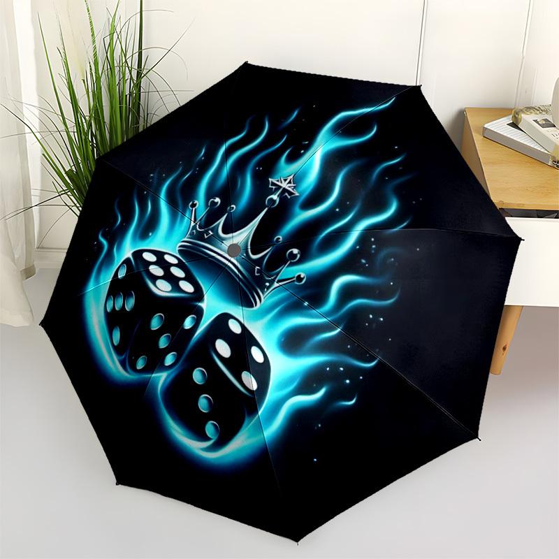 1pc Dice Crown Automatic Folding Umbrella - Compact 8-Rib Design, Durable Plastic & Iron, Lightweight for Outdoor Daily Use264