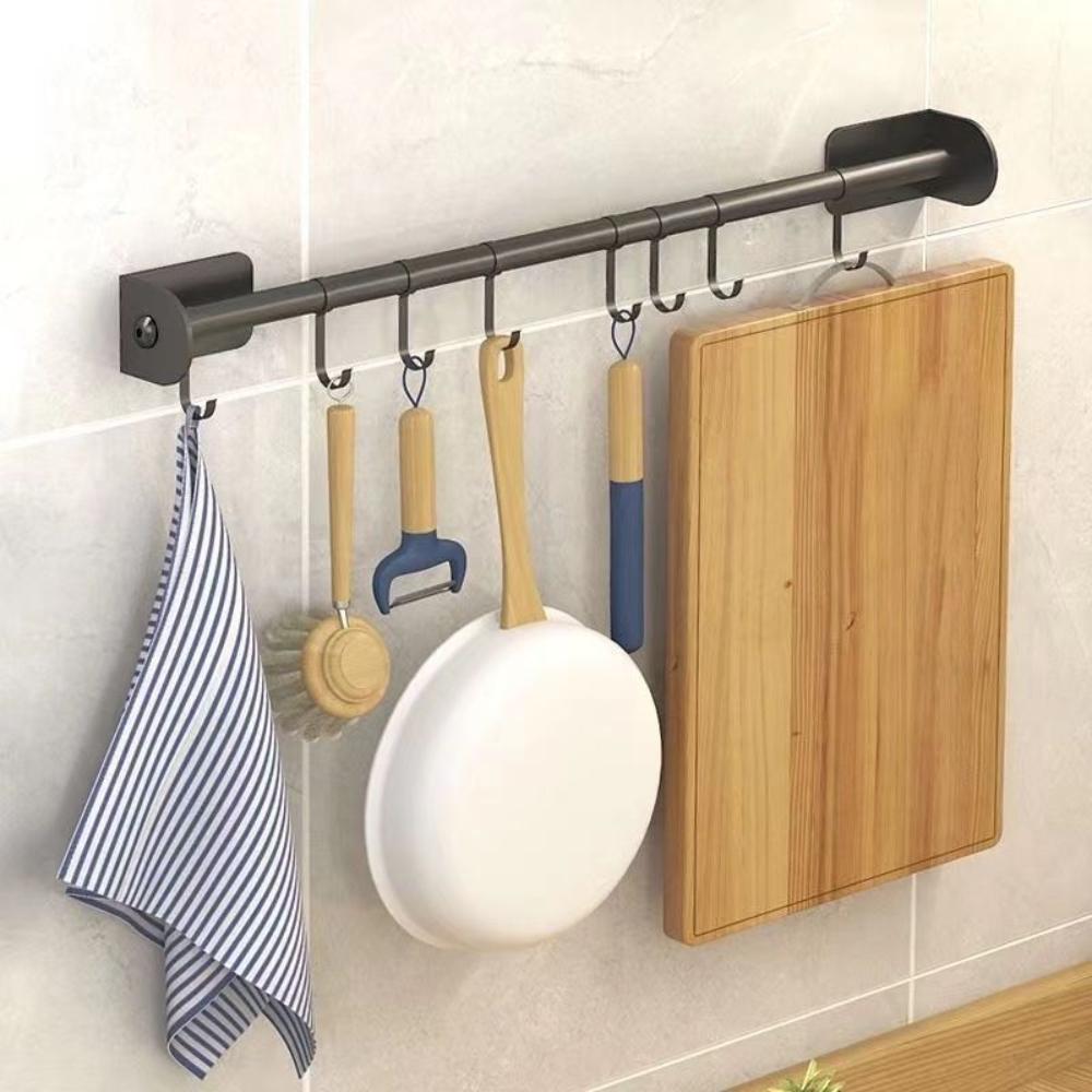 Hole-free Hook White Minimalist Multifunctional Stainless Steel Wall Shelves Storage Utensils Holder Kitchen Accessories Organizer High Quality
