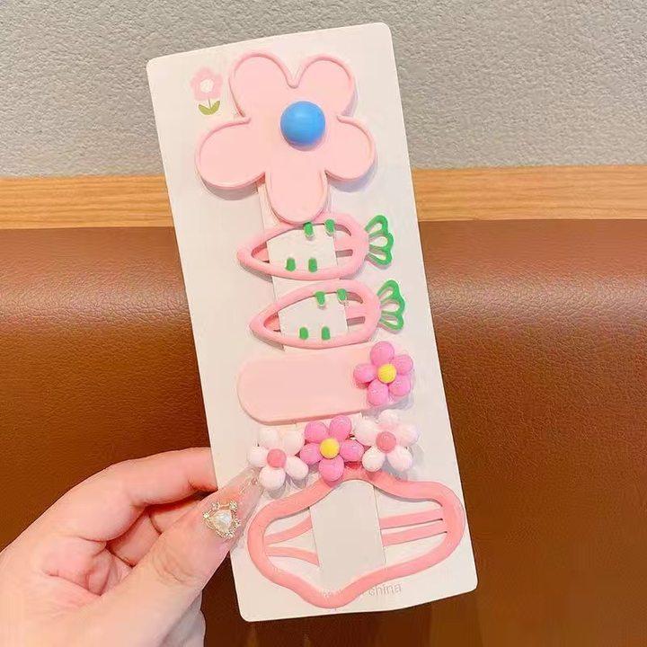 6Pcs/Set Colorful Flower Hair Clips Korean Cloud Cute Cartoon Girls Hairpins Sweet Baby BB Clip Barrettes Kids Hair Accessories