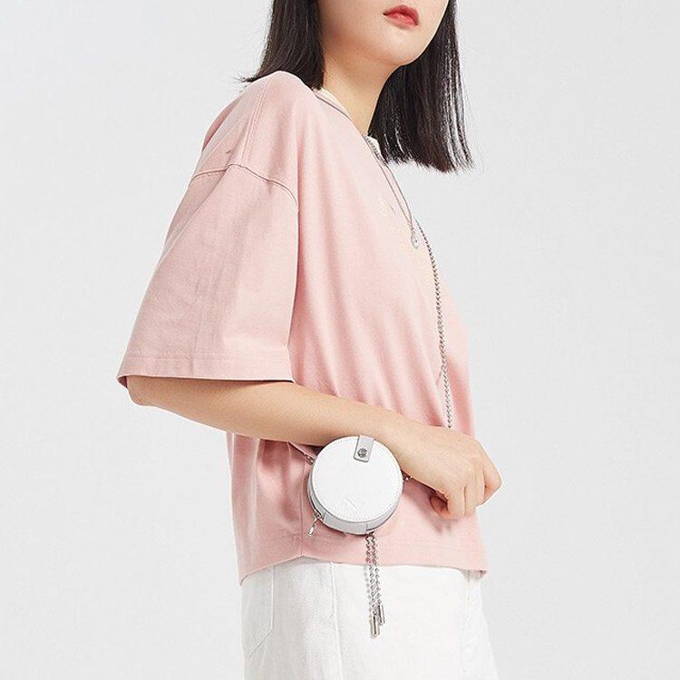 Li Ning Sports Fashion Collection T Shirts Women's Misty Rose Pink Crew Neck Moderate Straight Fit AHSQ246-1
