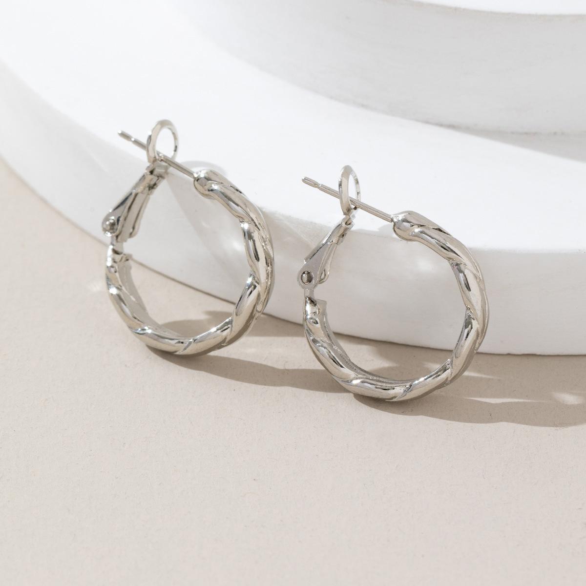 

Light Luxury Simple Twisted Hoop Earrings for Women Ladies Fashionable Temperament Earring Buckle Daily Commuting Jewelry Gifts