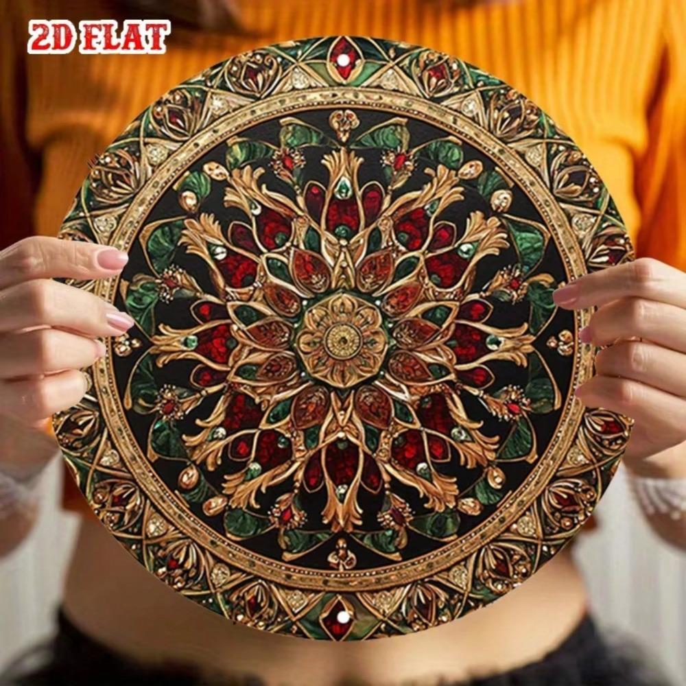 Vintage Mandala Floral Metal Sign 7.8x7.8 Inch Wall Art Decor Rustproof Hanging