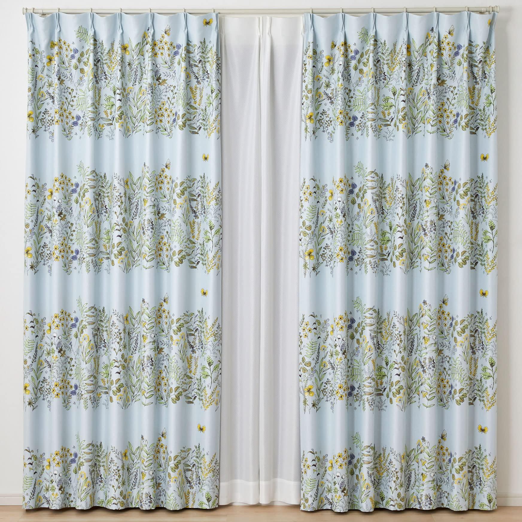 

Suminoe Washable Michikusa V1360 100 x 135 1 Panel Curtains, Blue, cm, синий