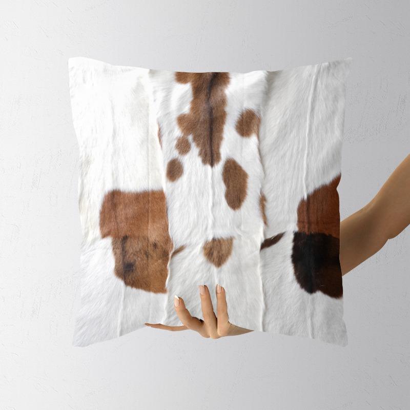 Plush Cow Print Pillowcase 50x50cm Double-sided Cushion Cover Artistic Color-block Throw Pillow Cover Home Decor