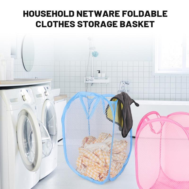 Zusammenklappbarer Wäschekorb, Organizer für schmutzige Kleidung, Badezimmerkleidung, Netz-Aufbewahrungstasche, Haushaltskorb