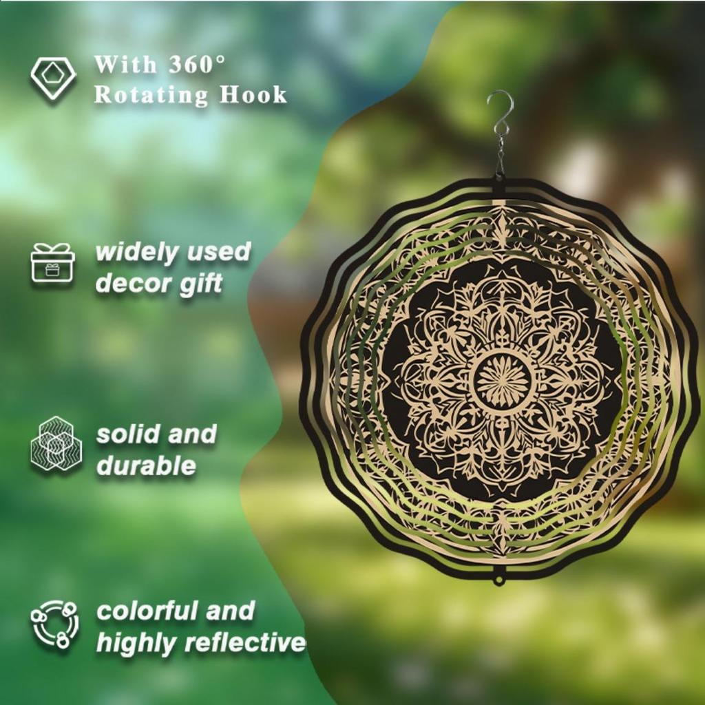 Vintage Metal Wind Chime with Intricate Mandala Design for Indoor Outdoor Garden Home Decor Holiday Christmas Halloween Thanksgiving