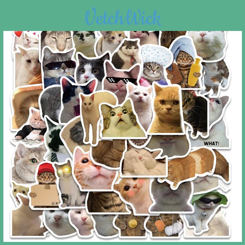 Cute Cat Doodle Stickers For Luggage Notebooks Water Bottles And More! Waterproof And Adhesive.