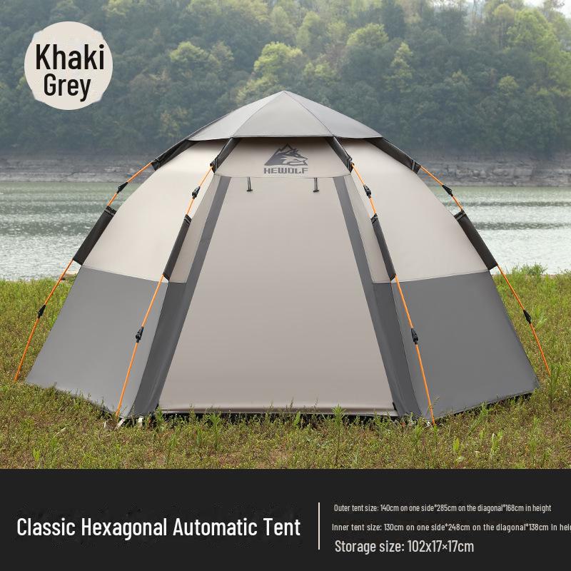 Male Wolf Quick-Open Outdoor Camping Tent: Folding, Portable, Dual-Layer, Rain & Sun Resistant