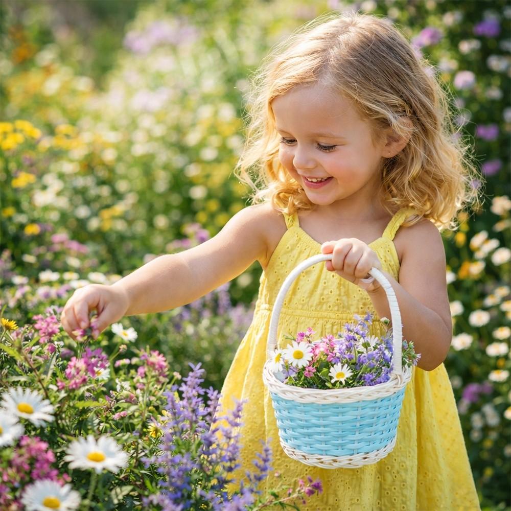 Round/Oval Shape Flower Storage Basket Wicker Flower Basket For Plant Home Wedding