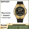 Sanda Waterproof Multi-functional Men's Sports Watch with Silicone Strap and Luminous Display