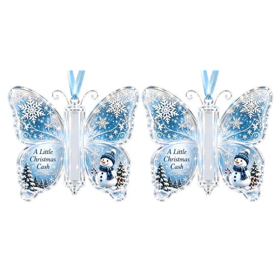 Geschenke für Familie Freunde Schmetterling Bargeldgeschenk Schmuckstück, Weihnachts-Geldhalter Hängende Dekoration mit festlichem Urlaubs-Haus-Druck, Acryl-Baum-Anhänger