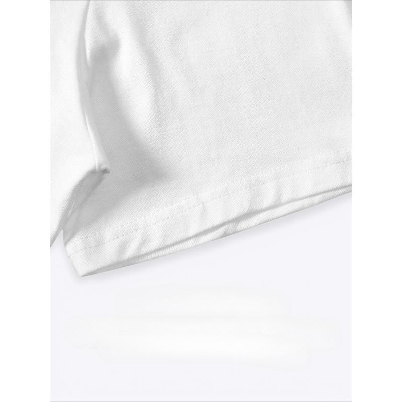 European sizes Men'S Plus Size Short Sleeved T-shirt -  Summer, Letter Pattern, Men'S Trendy Fashion Top, Letter Pattern Print, Regular Round Neck