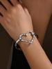 1 piece European and American style fashion alloy open heart bracelet for women, Valentine's Day, Mom, Mother's Day, gift