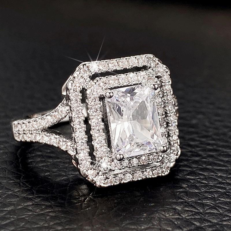Huitan Geometric Square-shape Rings for Women Simple Fashion Design Luxury Wedding Bands Female Rings Proposal Engage JewelryGood Product