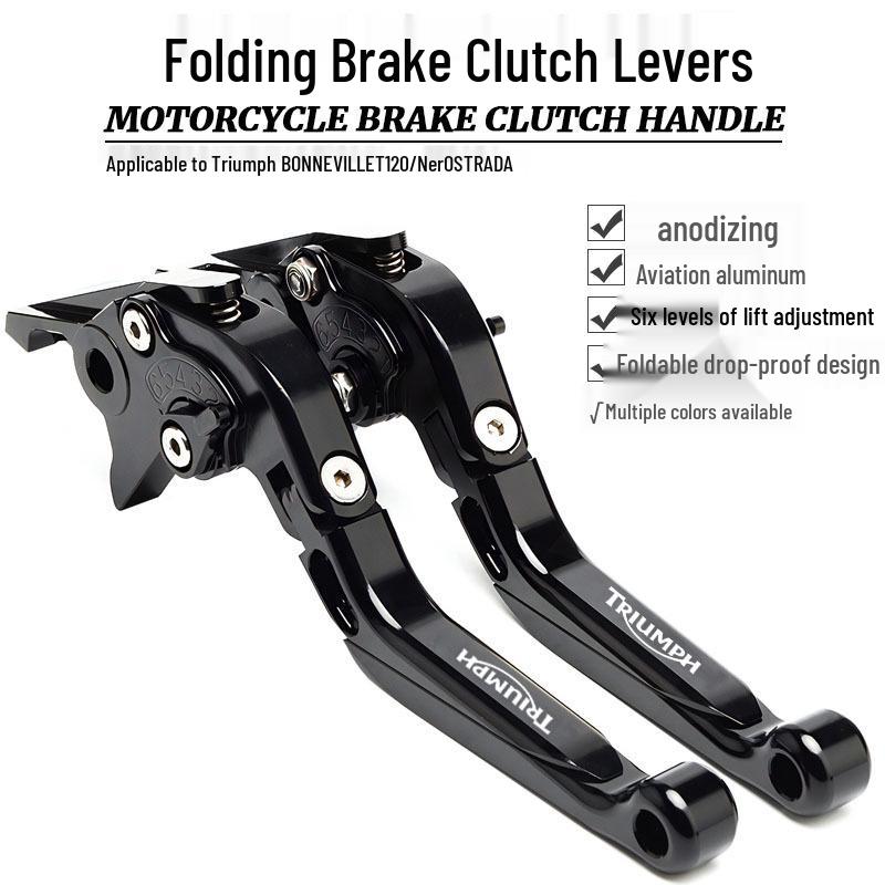 

Triumph Bonneville T120/Nero Strada Folding Brake Clutch Lever Titanium/Titanium/Orange