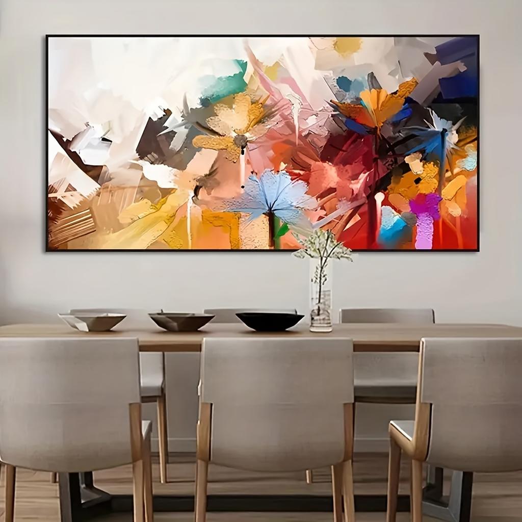 1 piece modern flower poster - frameless canvas warm tones flower painting, decoration, 2D flat frameless painting