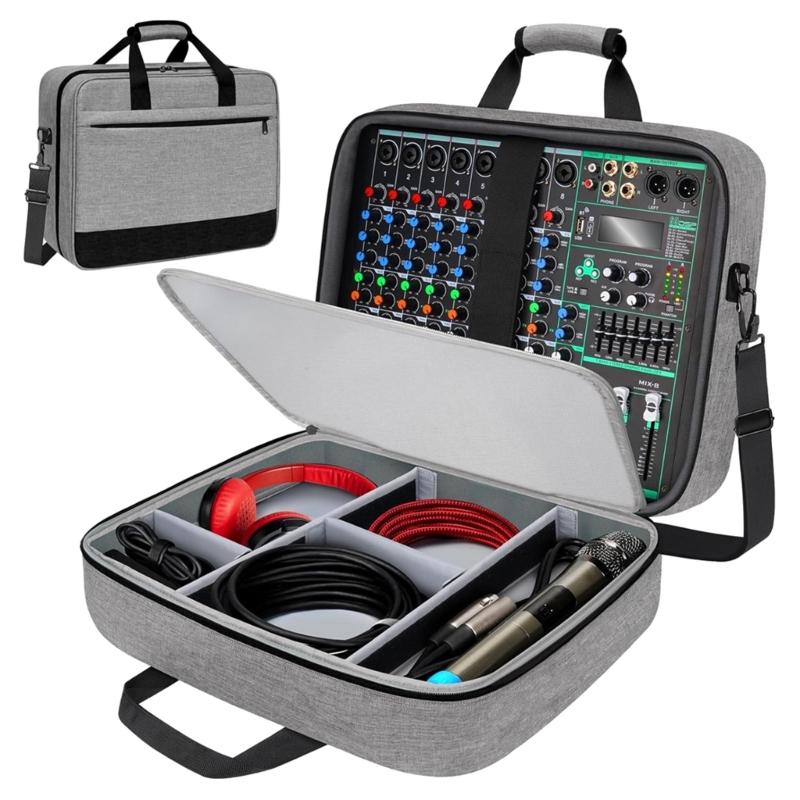 Compactly Mixing Board Organizers Case With Shock Absorbing Foam Interior Fits Recording Cables Microphones Securely
