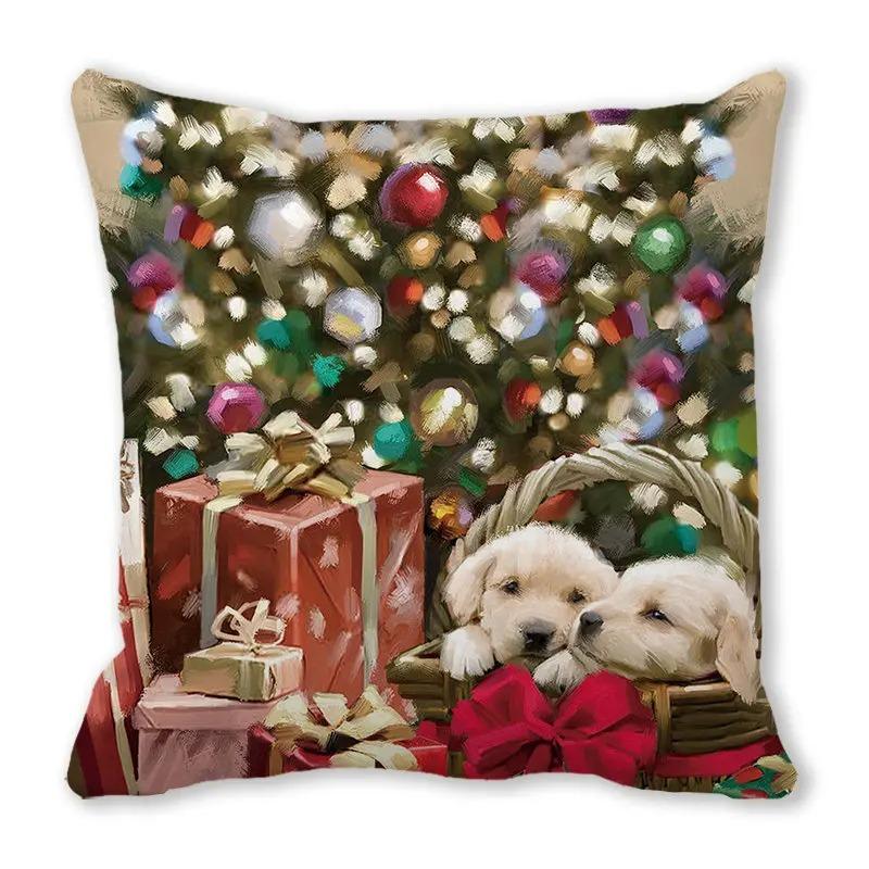 Santa Claus Sleeper Christmas Tree Dog Bunny Decorative Pillow Set Bedroom Sofa Dining Room Pillow Cover